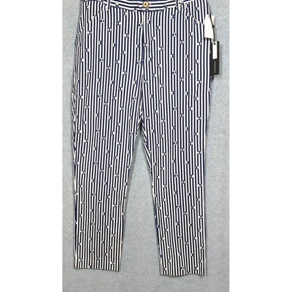 New Anthropologie The Essential Slim Pants 10 Blue Motif Stripe Easy Chic Appeal - Picture 6 of 11